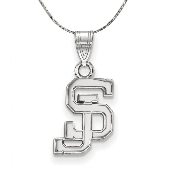 Sterling Silver San Jose State Small Pendant Necklace - 24 Inch - Picture 1 of 8